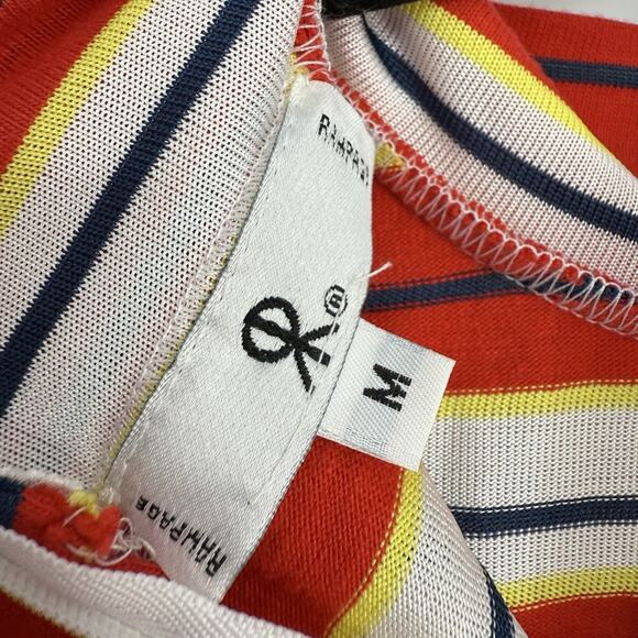 Rampage Vintage Deadstock Crop Top size Medium Highneck Red multi Stripe zipper - Picture 9 of 11